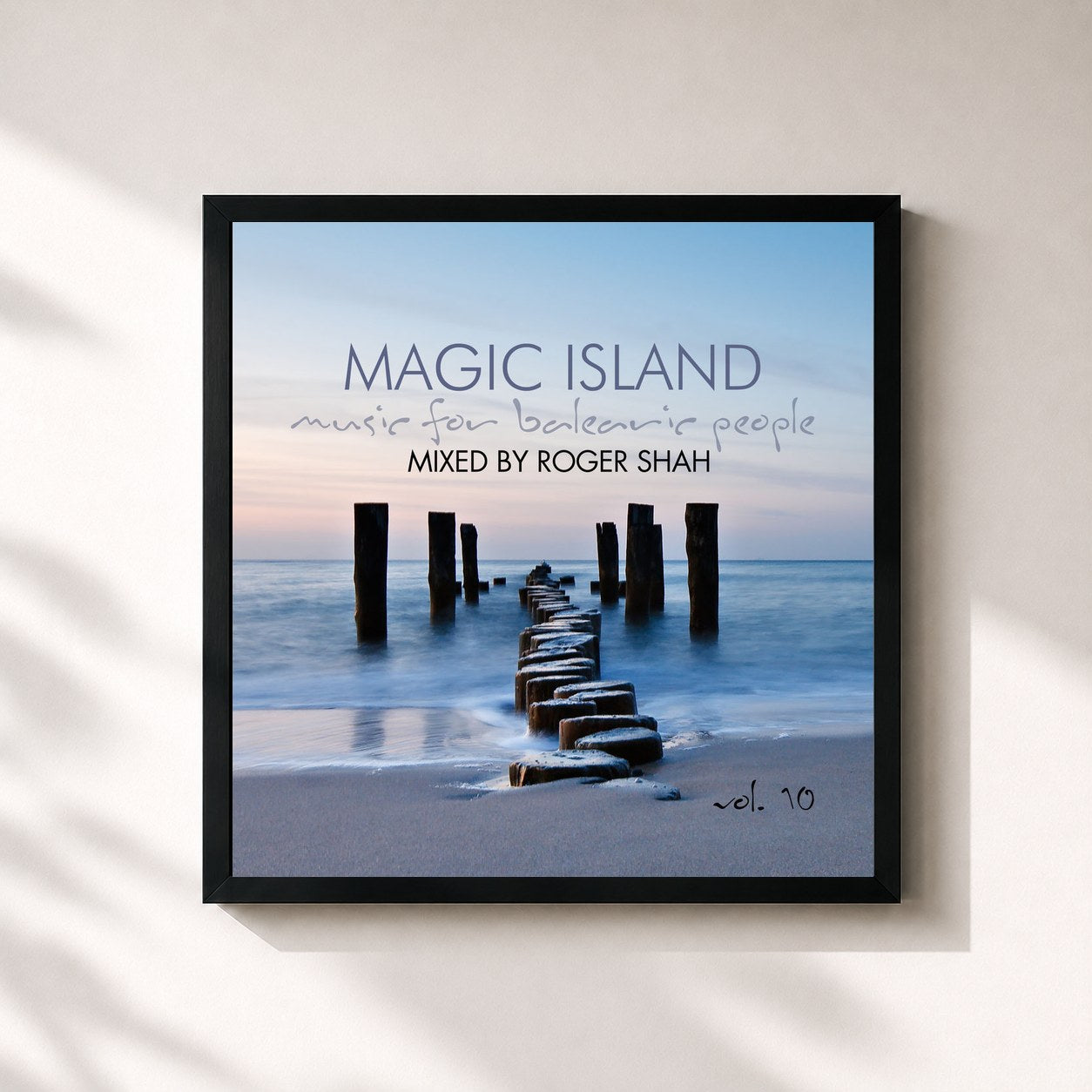 #noir Tableau carré de l'album Magic Island Vol. 10 de Roger Shah, cadre noir 32x32 cm