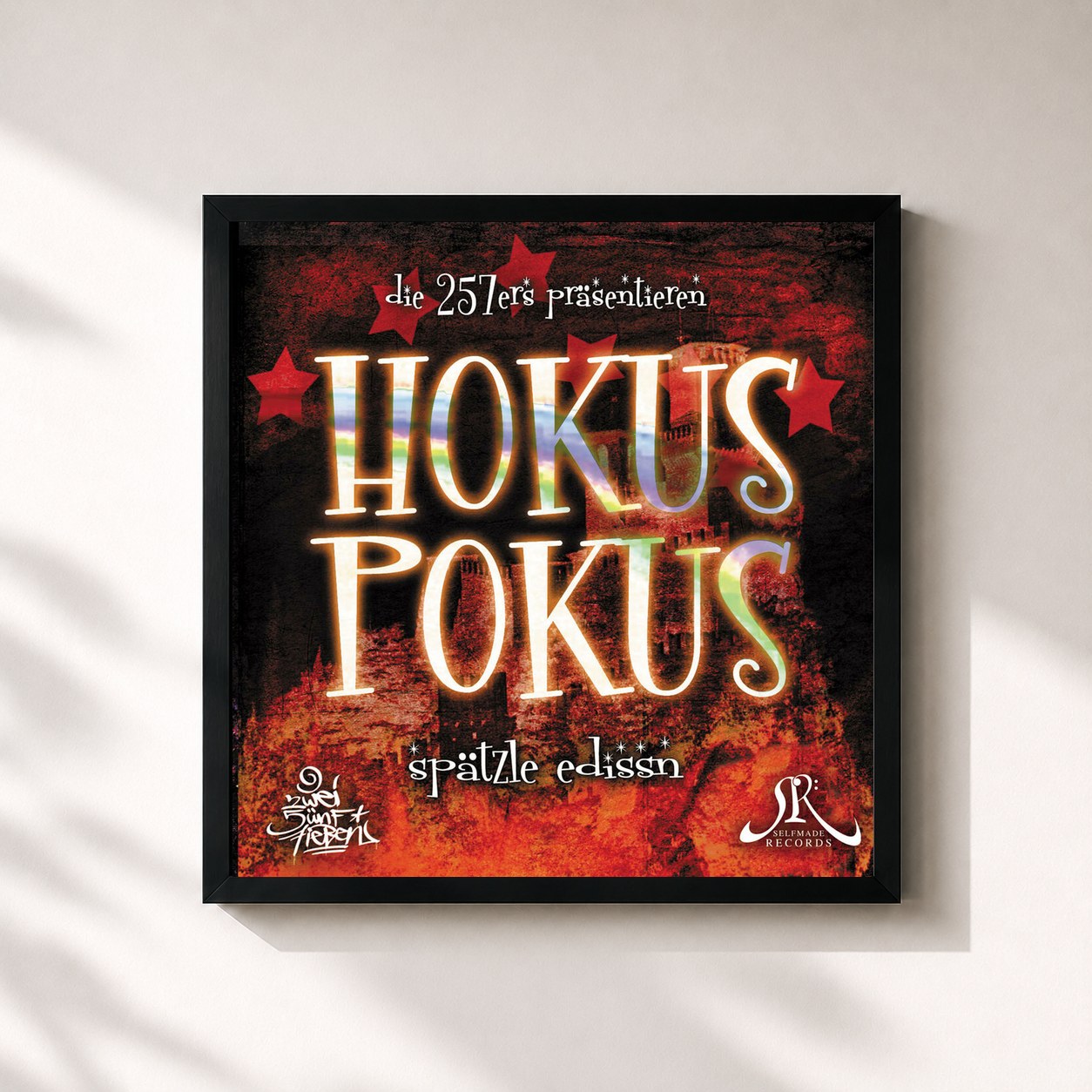 #noir Tableau carré de l'album Hokus Pokus (Re-Edissn) de 257ers, cadre noir 32x32 cm