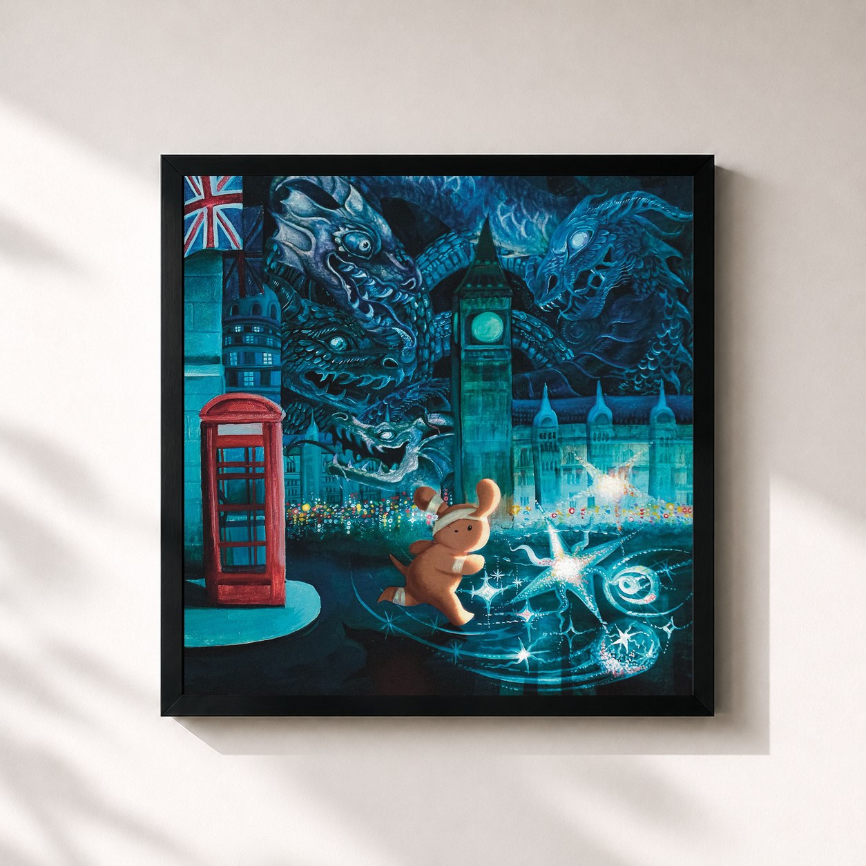#noir Tableau carré de l'album Don't Die Before You're Dead de AJ Tracey, cadre noir 32x32 cm