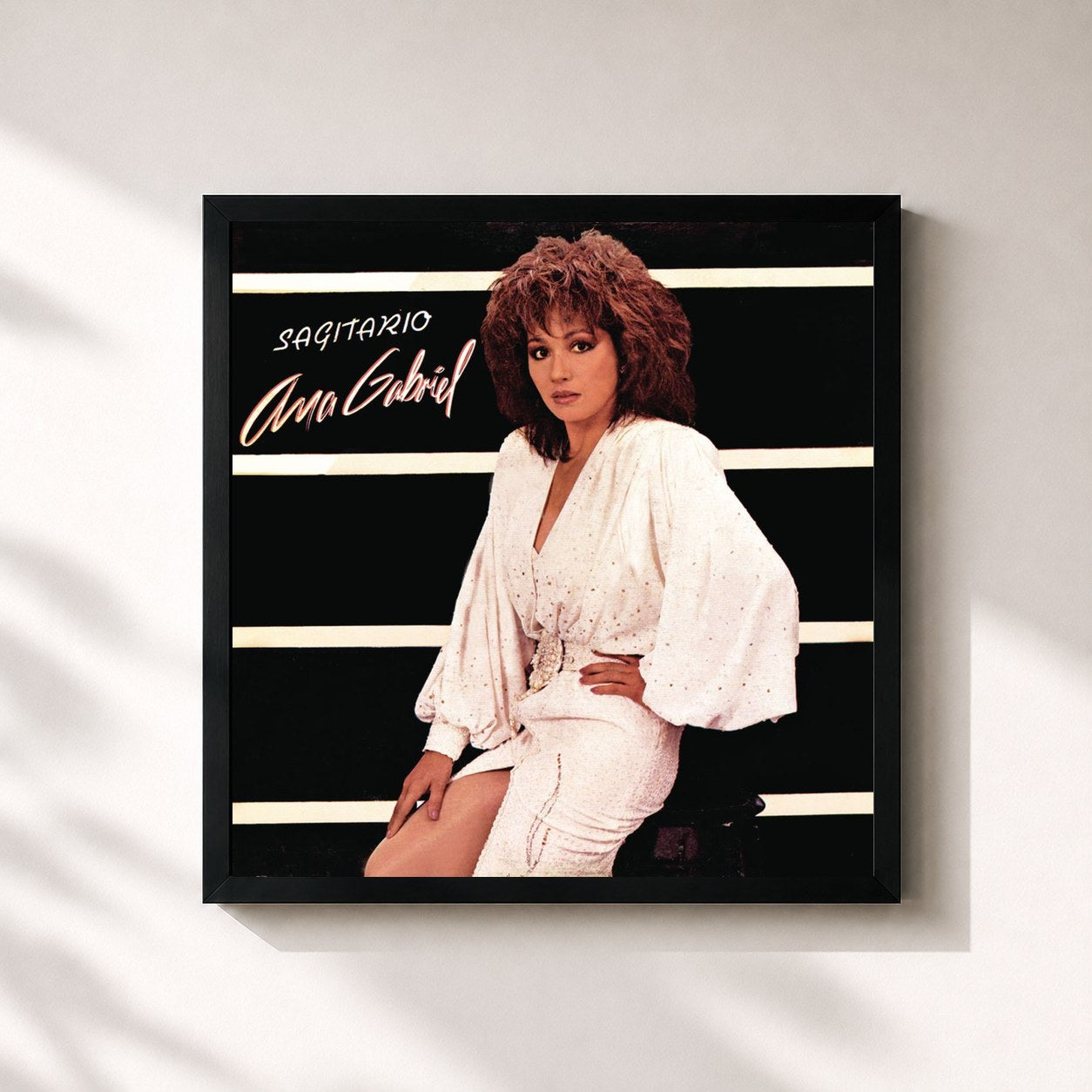 #noir Tableau carré de l'album Sagitario de Ana Gabriel, cadre noir 32x32 cm