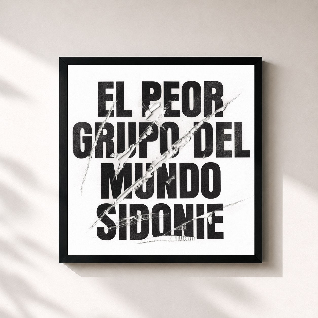 #noir Tableau carré de l'album El Peor Grupo del Mundo de Sidonie, cadre noir 32x32 cm