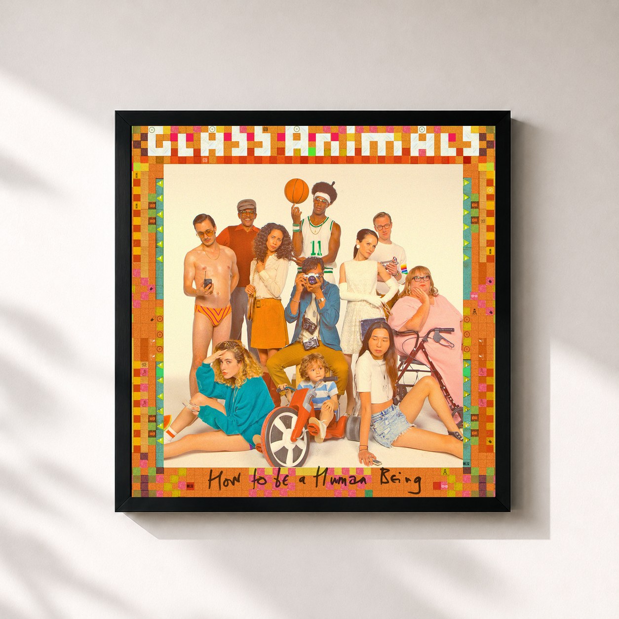 #noir Tableau carré de l'album How To Be A Human Being de Glass Animals, cadre noir 32x32 cm