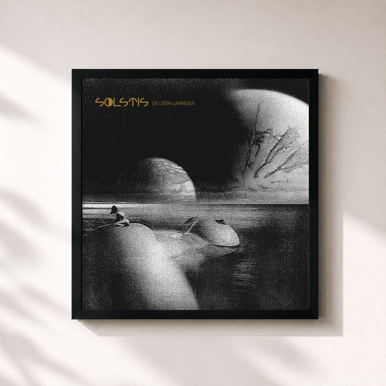 #noir Tableau carré de l'album Solstis (Edición Limitada) de León Larregui, cadre noir 32x32 cm