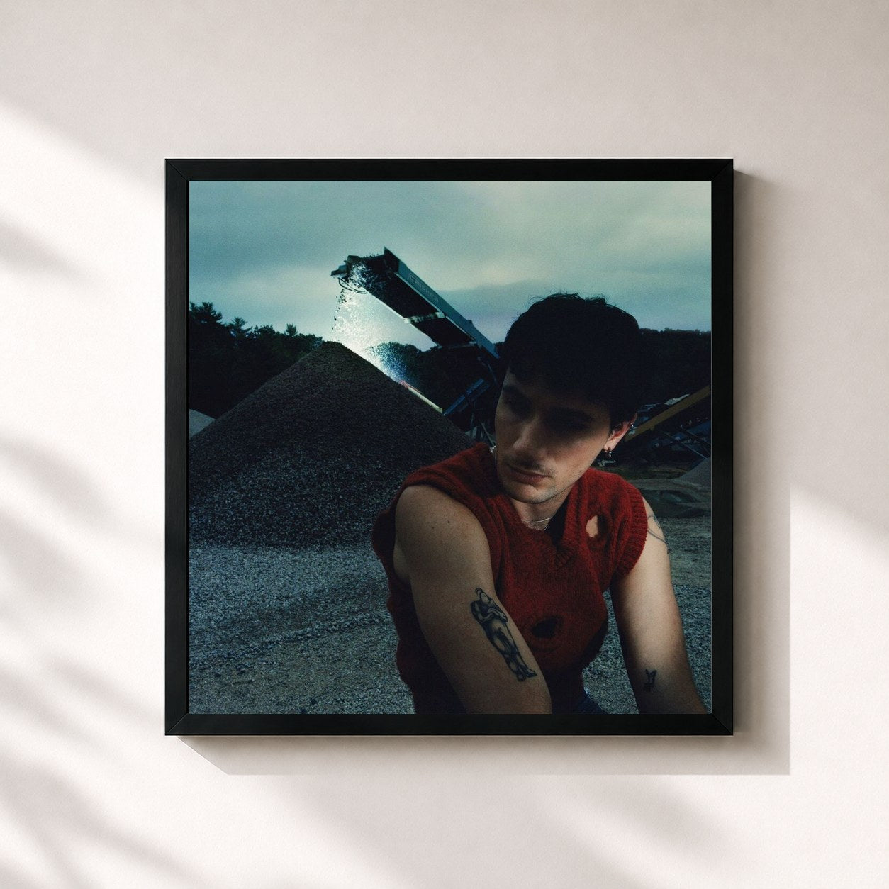 #noir Tableau carré de l'album CRUSHER de Jeremy Zucker, cadre noir 32x32 cm