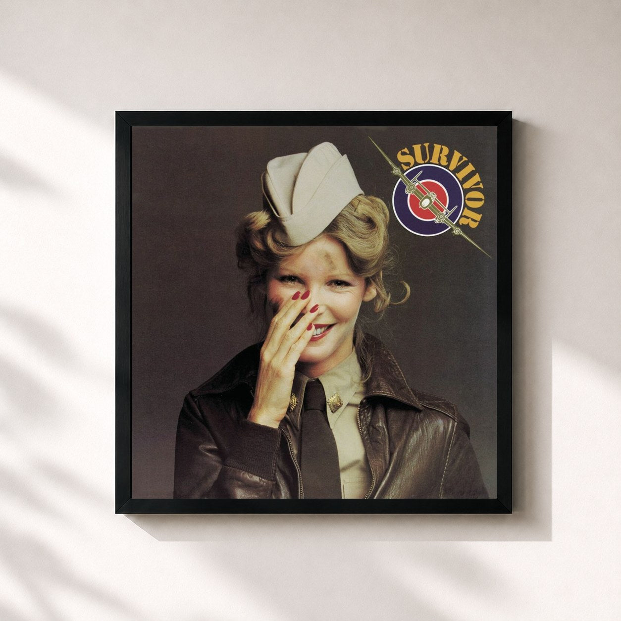#noir Tableau carré de l'album Survivor de Survivor, cadre noir 32x32 cm