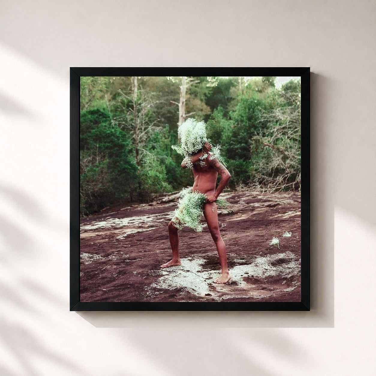 #noir Tableau carré de l'album Southern Mystic de Raury, cadre noir 32x32 cm