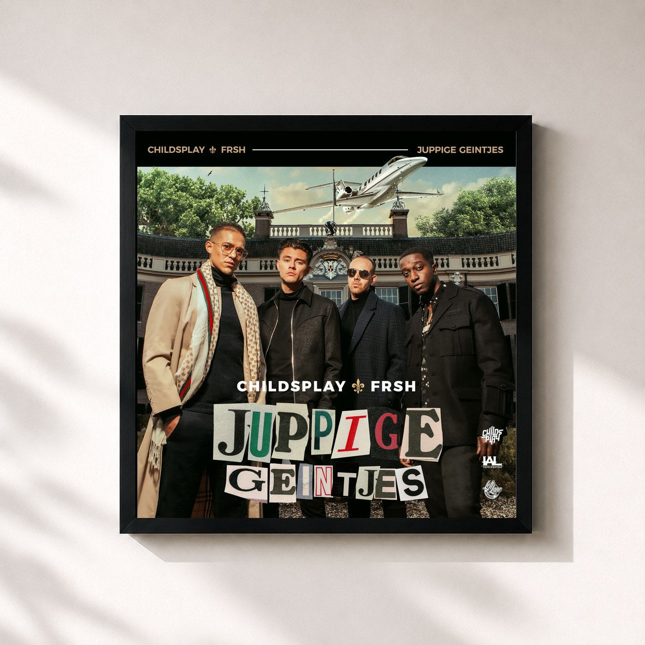#noir Tableau carré de l'album Juppige Geintjes de Childsplay, cadre noir 32x32 cm