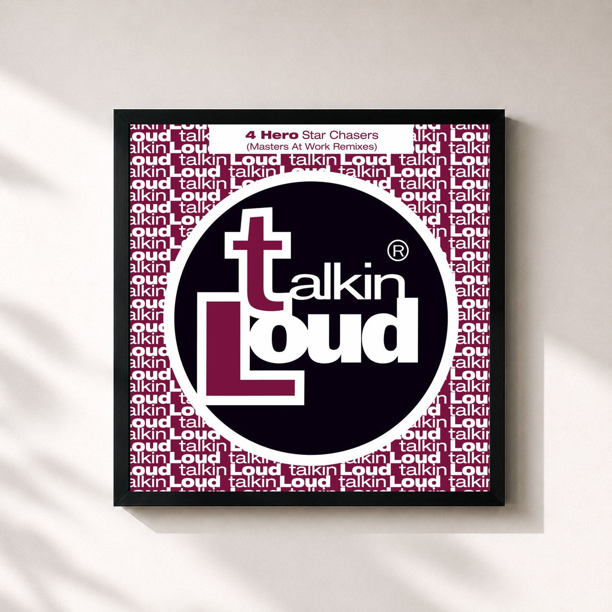 #noir Tableau carré de l'album Star Chasers (Masters At Work Remixes) de 4hero, cadre noir 32x32 cm