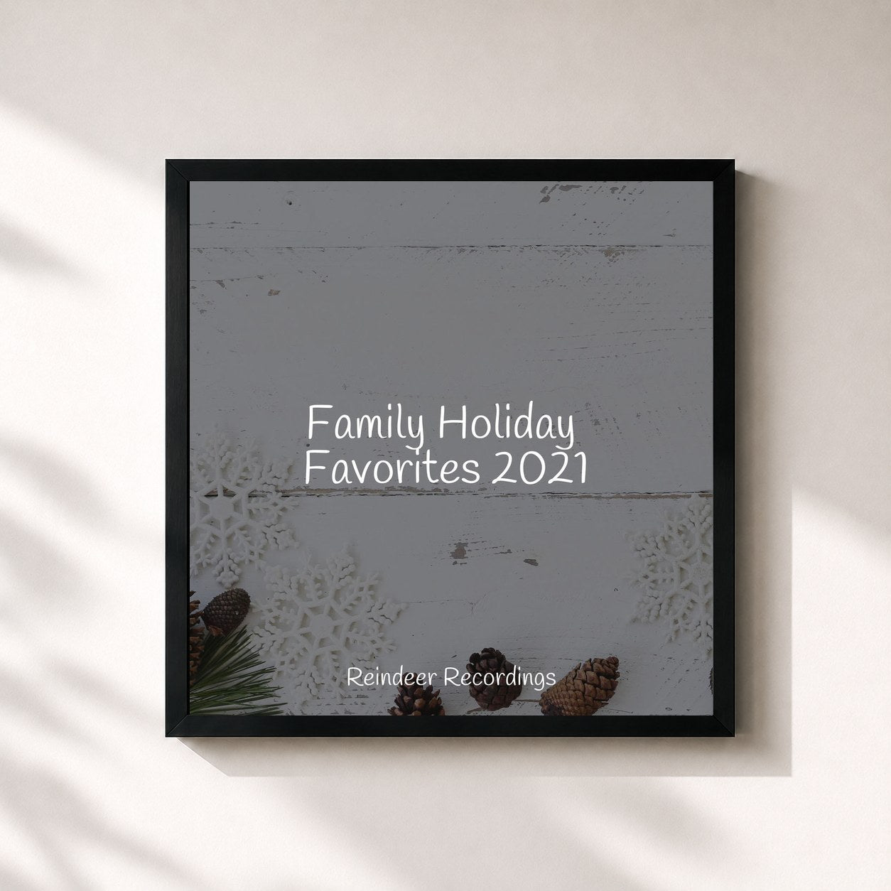 #noir Tableau carré de l'album Family Holiday Favorites 2021 de Chansons de Noel, cadre noir 32x32 cm