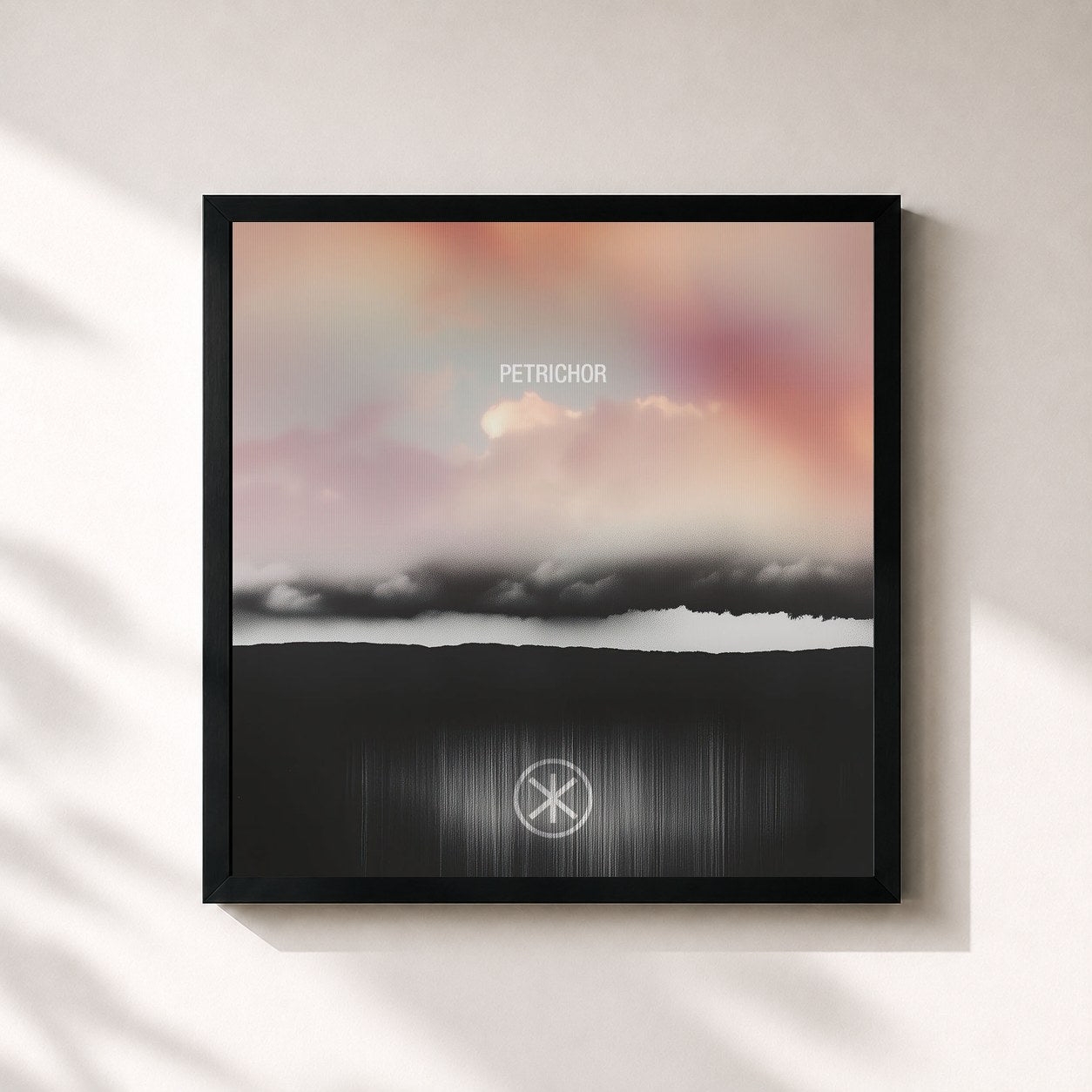 #noir Tableau carré de l'album Petrichor de Klangkarussell, cadre noir 32x32 cm