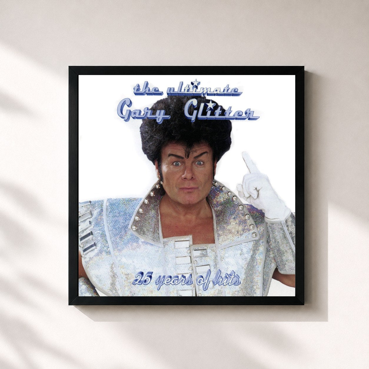 #noir Tableau carré de l'album The Ultimate Gary Glitter de Gary Glitter, cadre noir 32x32 cm