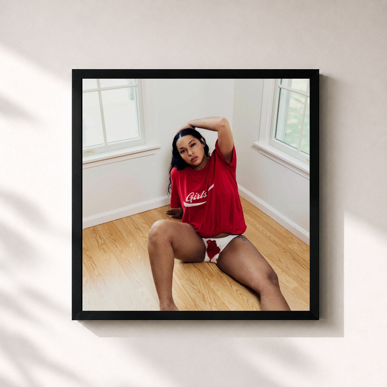 #noir Tableau carré de l'album GIRLS de Princess Nokia, cadre noir 32x32 cm