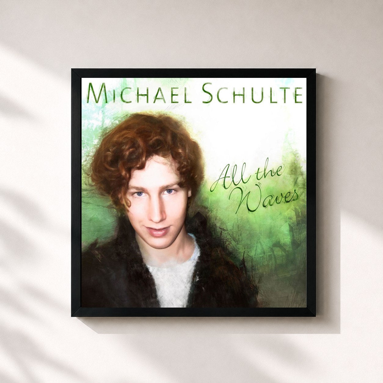 #noir Tableau carré de l'album All the Waves de Michael Schulte, cadre noir 32x32 cm