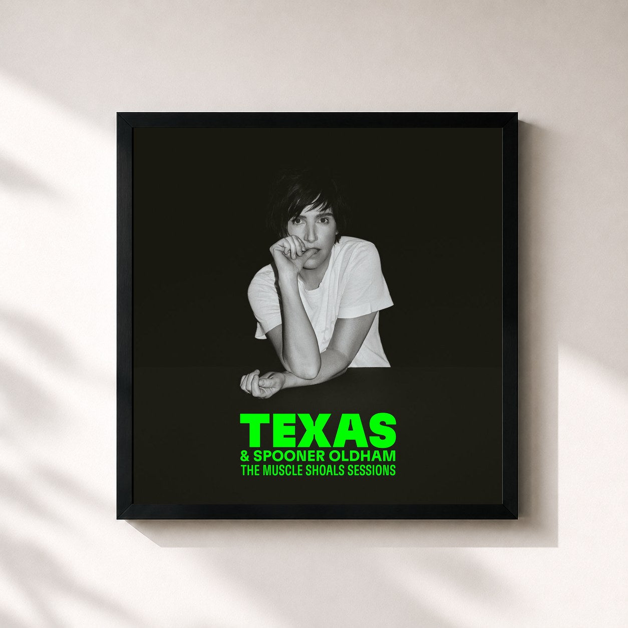 #noir Tableau carré de l'album The Muscle Shoals Sessions de Texas, cadre noir 32x32 cm