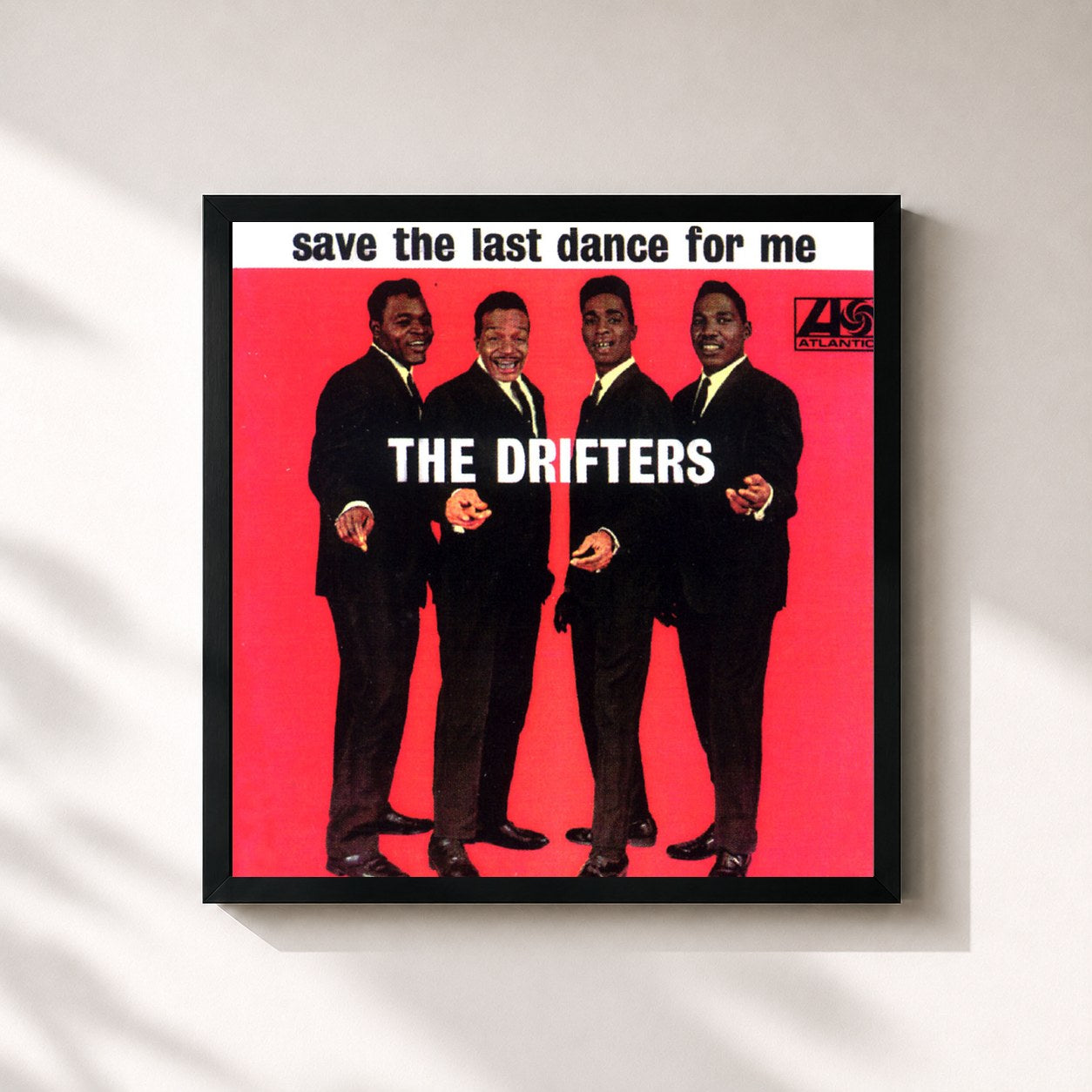 #noir Tableau carré de l'album Save the Last Dance for Me de The Drifters, cadre noir 32x32 cm