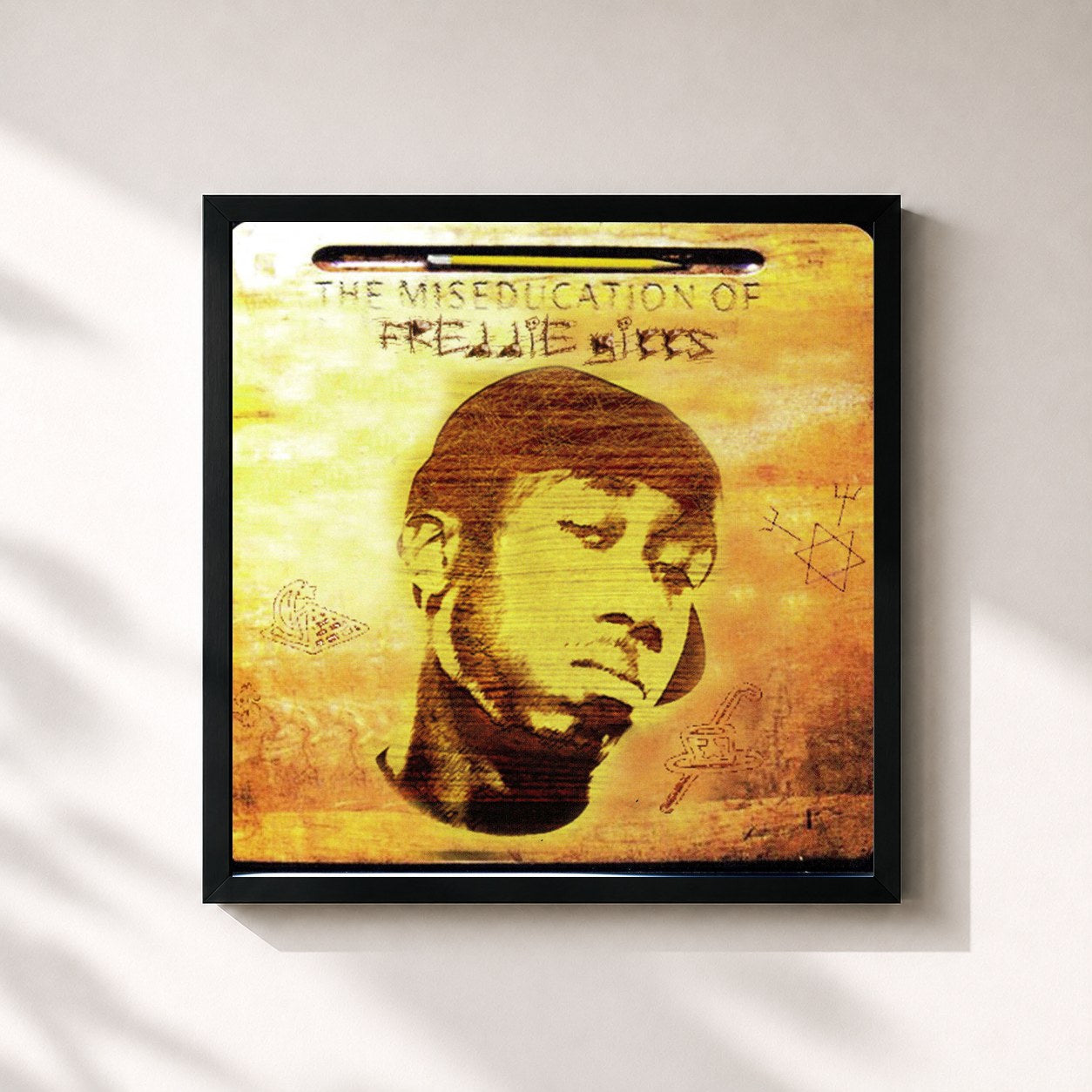 #noir Tableau carré de l'album The Miseducation of Freddie Gibbs de Freddie Gibbs, cadre noir 32x32 cm
