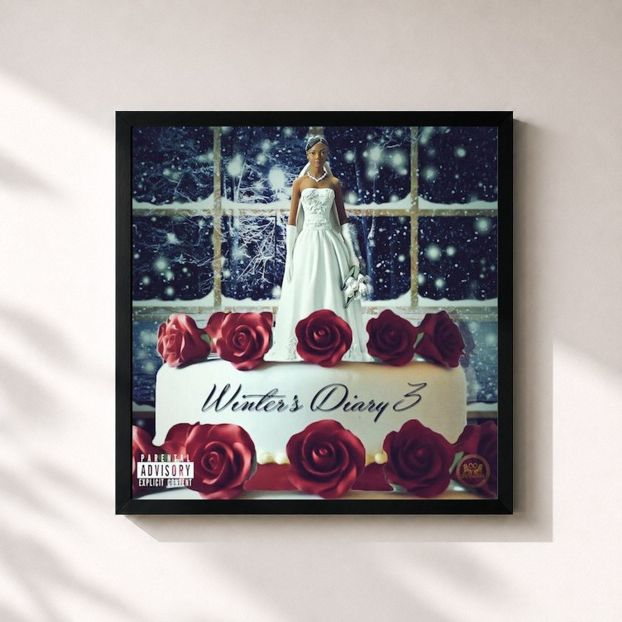 #noir Tableau carré de l'album Winter's Diary 3 de Tink, cadre noir 32x32 cm