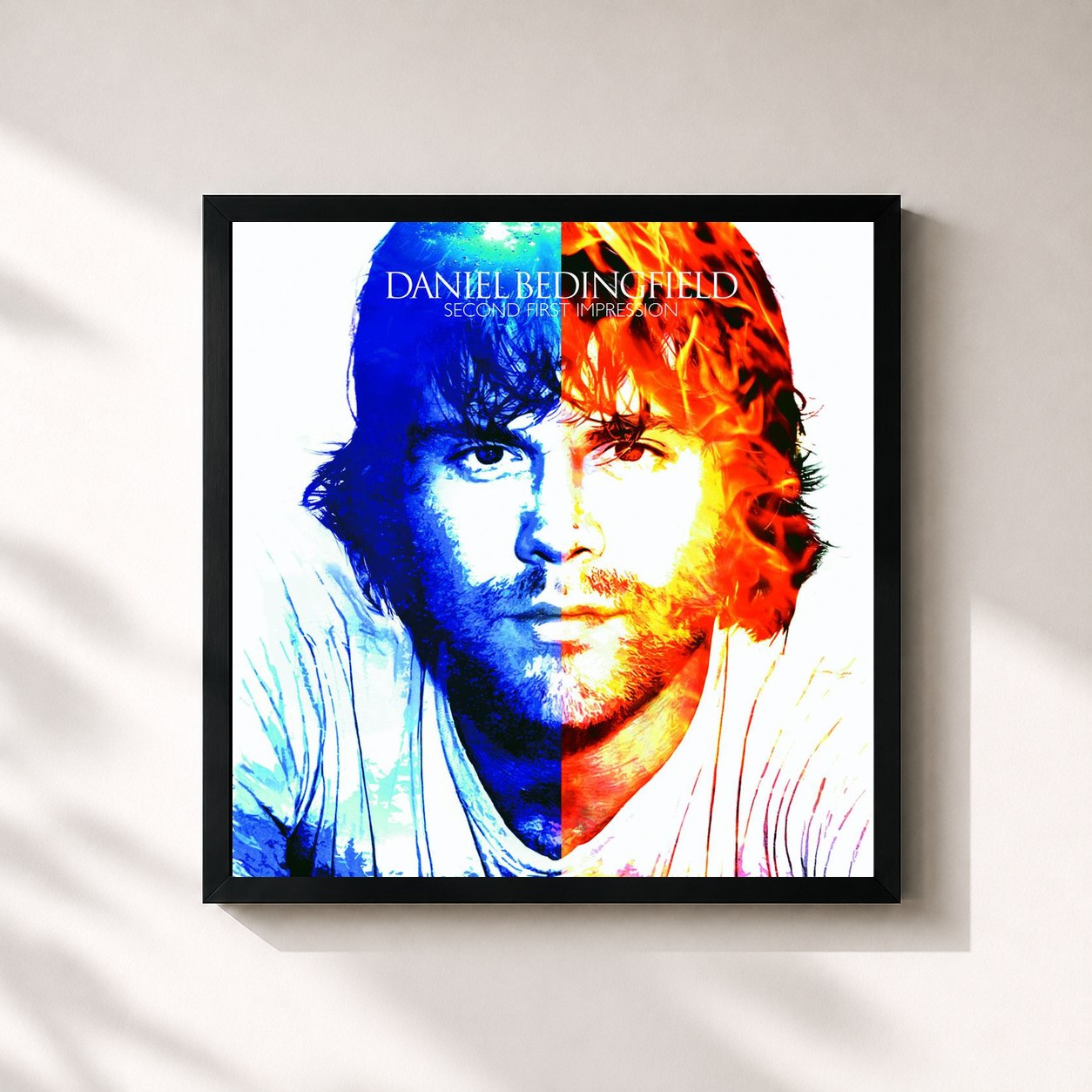 #noir Tableau carré de l'album Second First Impression de Daniel Bedingfield, cadre noir 32x32 cm