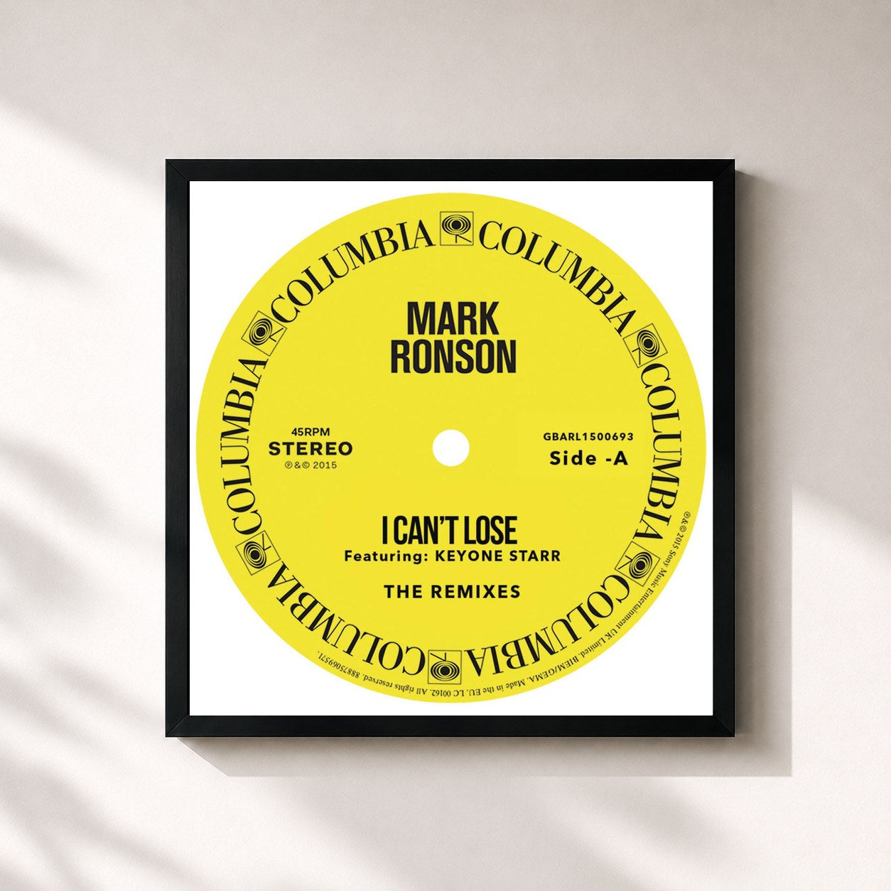 #noir Tableau carré de l'album I Can't Lose (Remixes) - EP (feat. Keyone Starr) de Mark Ronson, cadre noir 32x32 cm