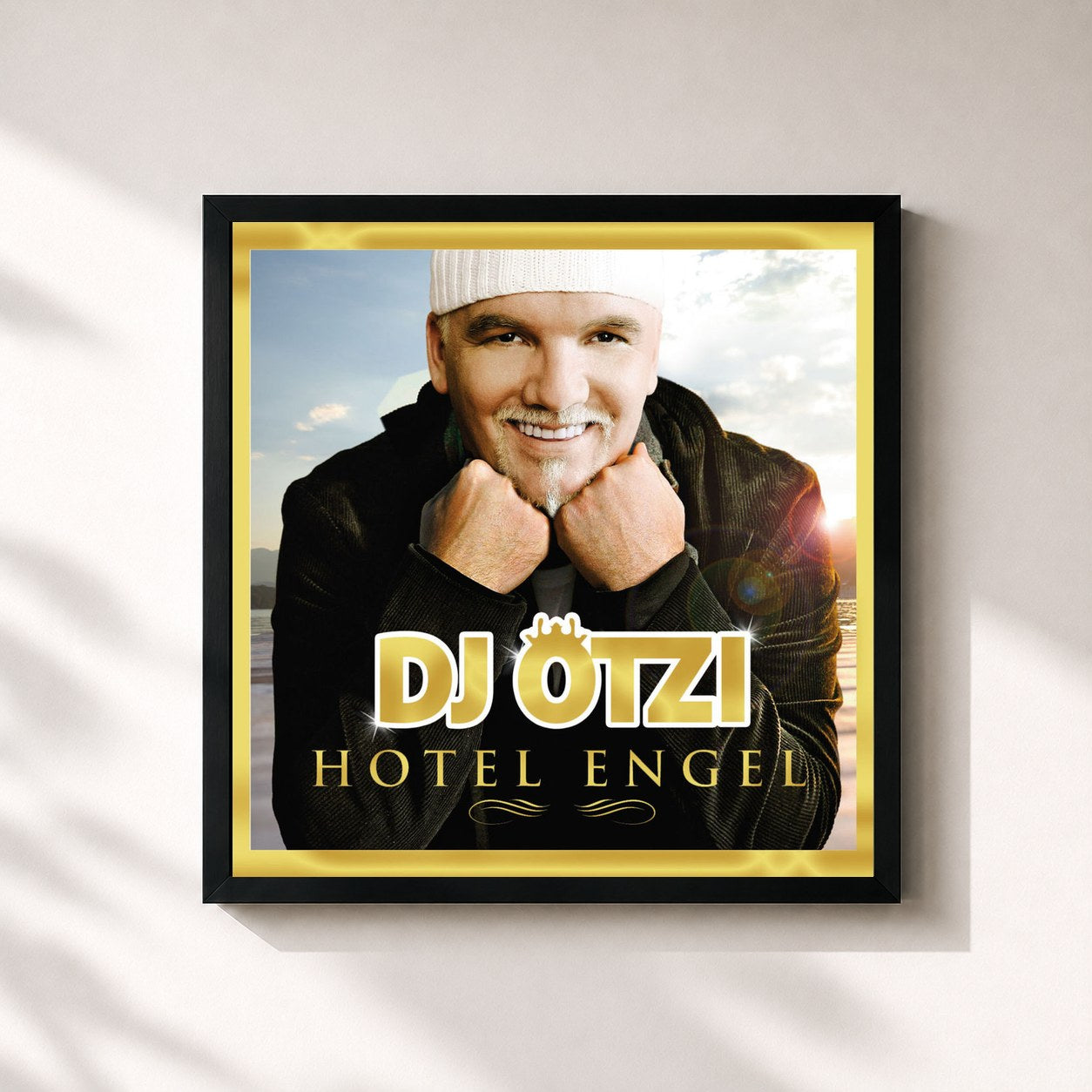 #noir Tableau carré de l'album Hotel Engel (Gold Edition inkl. Bonustrack) de DJ Ötzi, cadre noir 32x32 cm