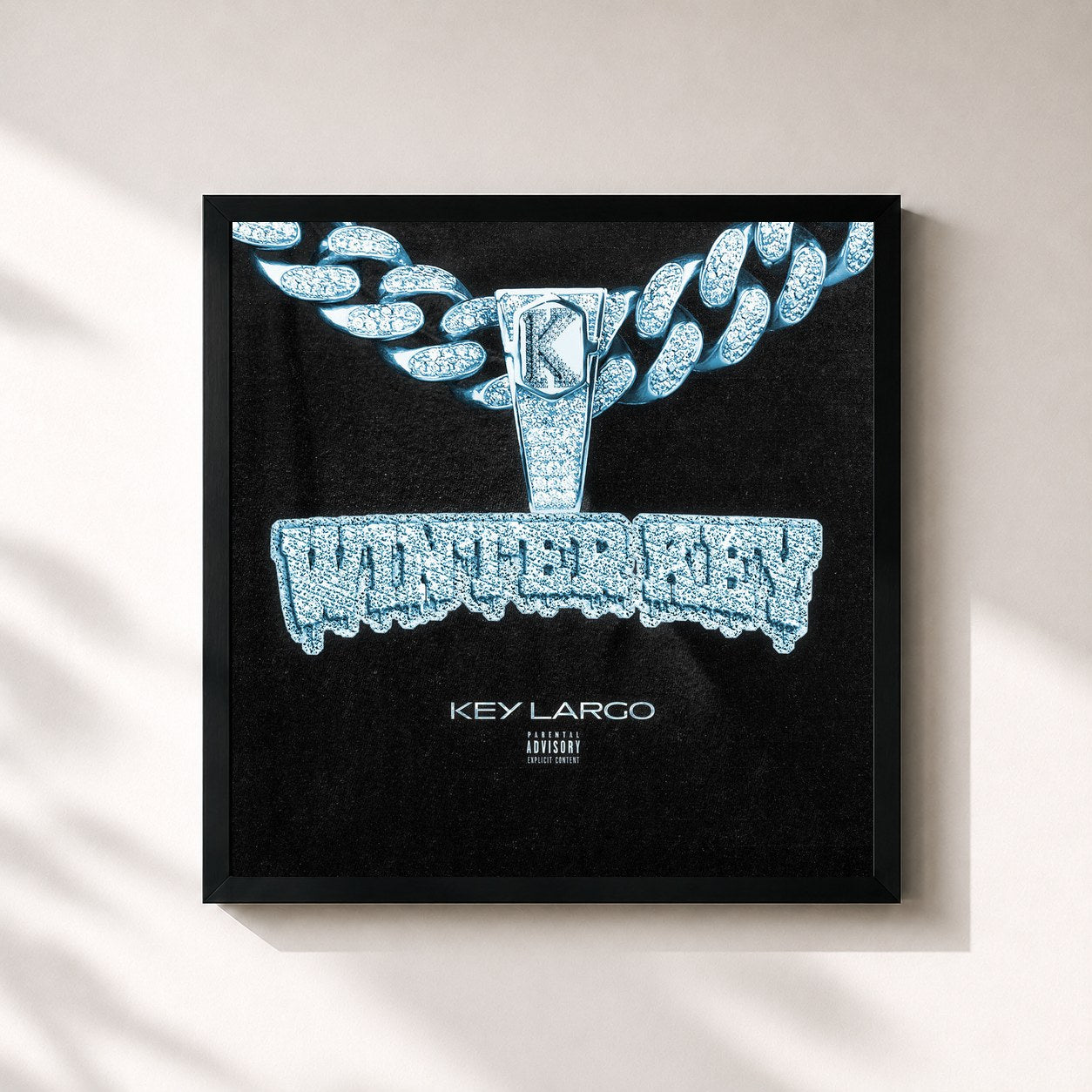 #noir Tableau carré de l'album Winter Key de Key Largo, cadre noir 32x32 cm
