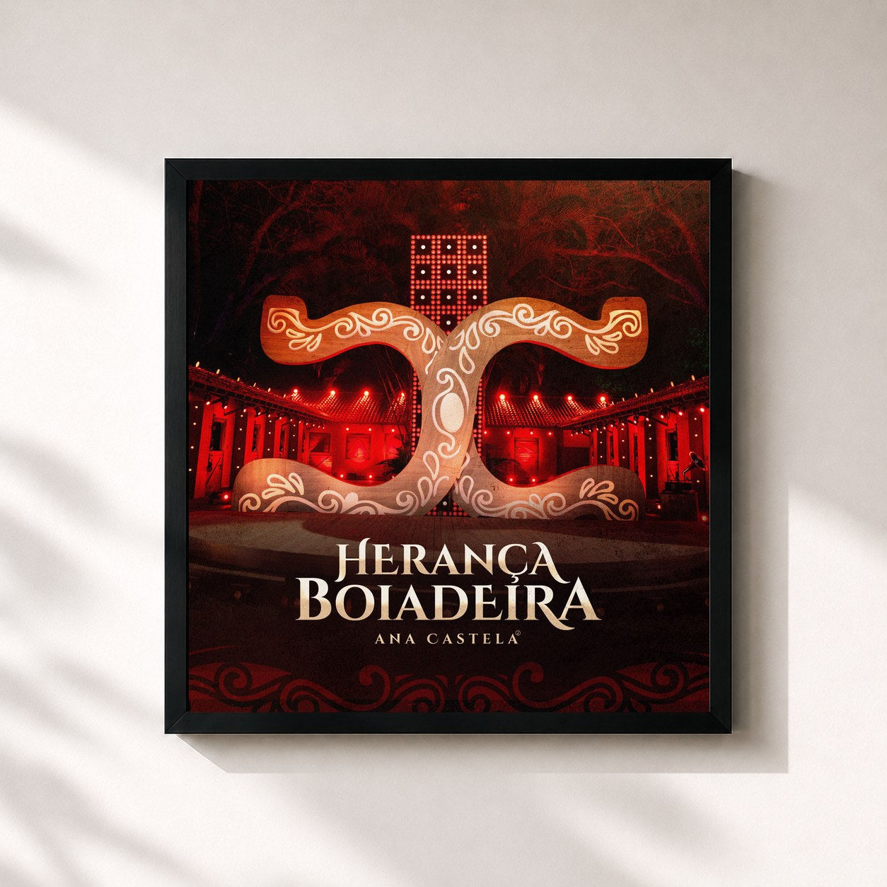 #noir Tableau carré de l'album Herança Boiadeira - Vol. 1 de Ana Castela, cadre noir 32x32 cm