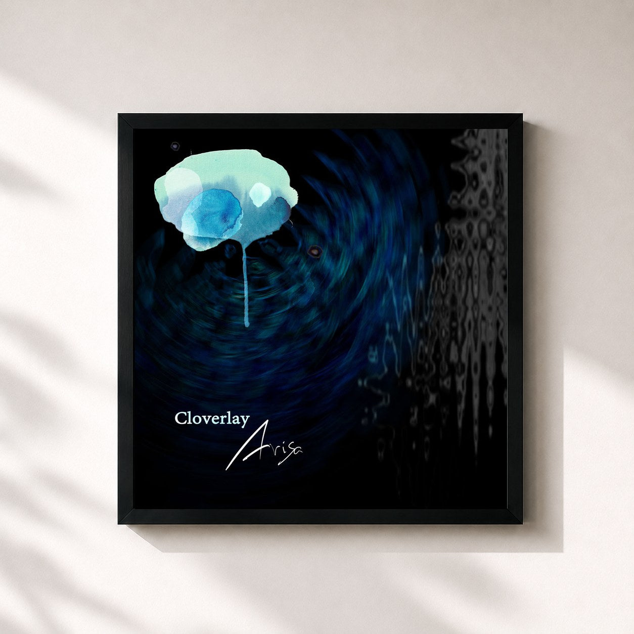 #noir Tableau carré de l'album Cloverlay de Arisa, cadre noir 32x32 cm