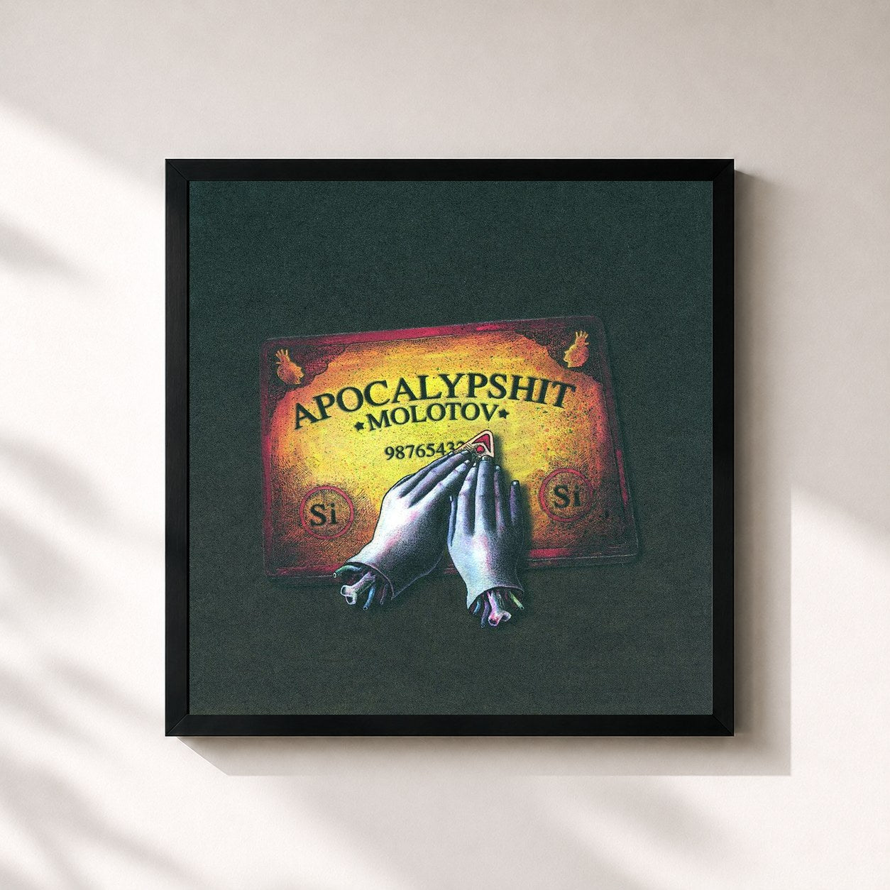 #noir Tableau carré de l'album Apocalypshit de Molotov, cadre noir 32x32 cm