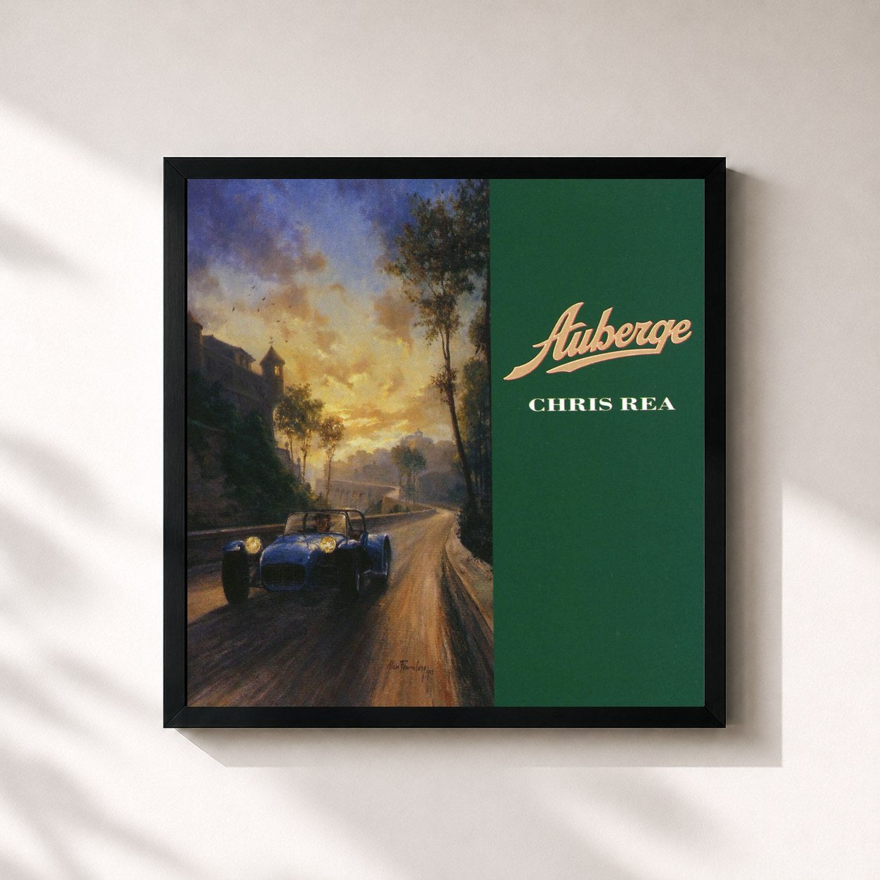 #noir Tableau carré de l'album Auberge de Chris Rea, cadre noir 32x32 cm