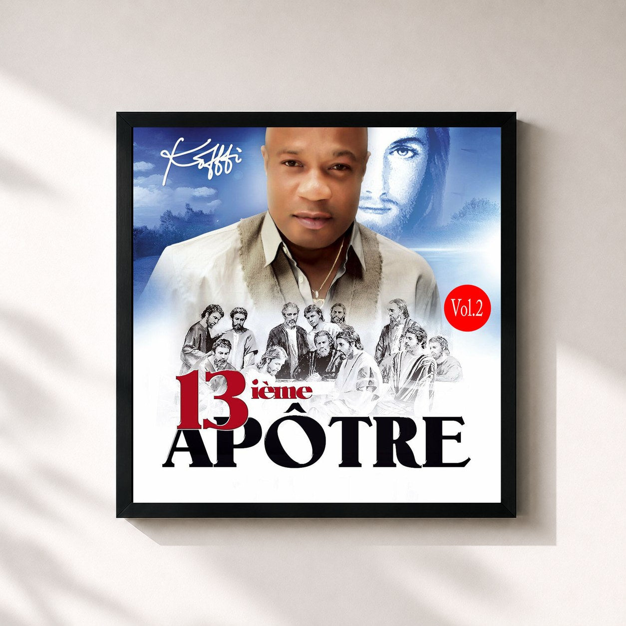 #noir Tableau carré de l'album 13ième apôtre, Vol. 2 de Koffi Olomidé, cadre noir 32x32 cm