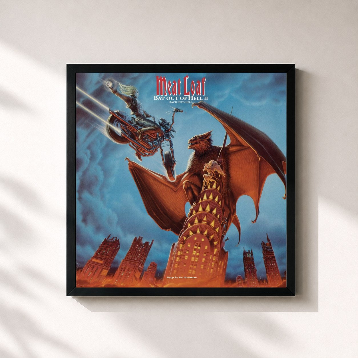 #noir Tableau carré de l'album Bat Out Of Hell II: Back Into Hell (Deluxe) de Meat Loaf, cadre noir 32x32 cm