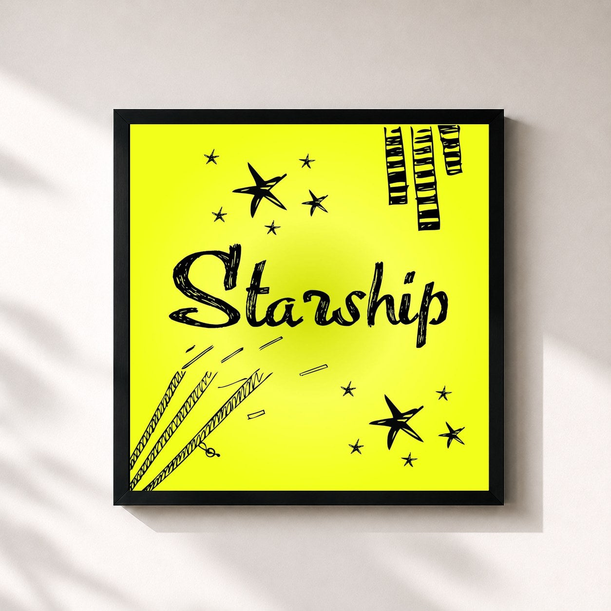 #noir Tableau carré de l'album Starship de Starship, cadre noir 32x32 cm