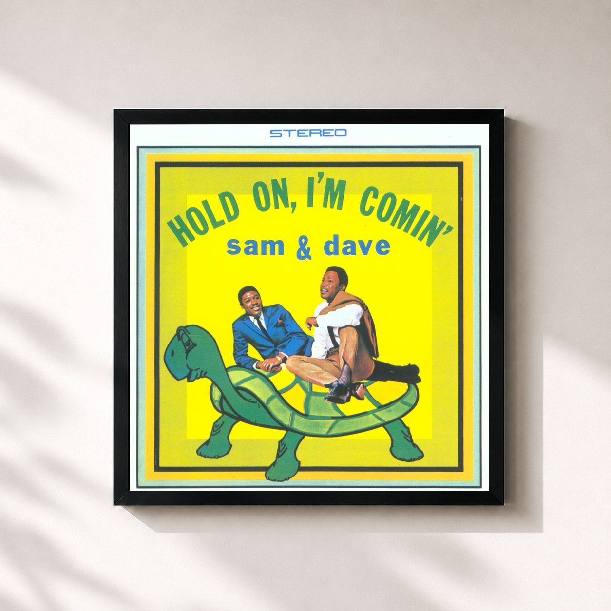 #noir Tableau carré de l'album Hold On, I'm Comin' de Sam & Dave, cadre noir 32x32 cm