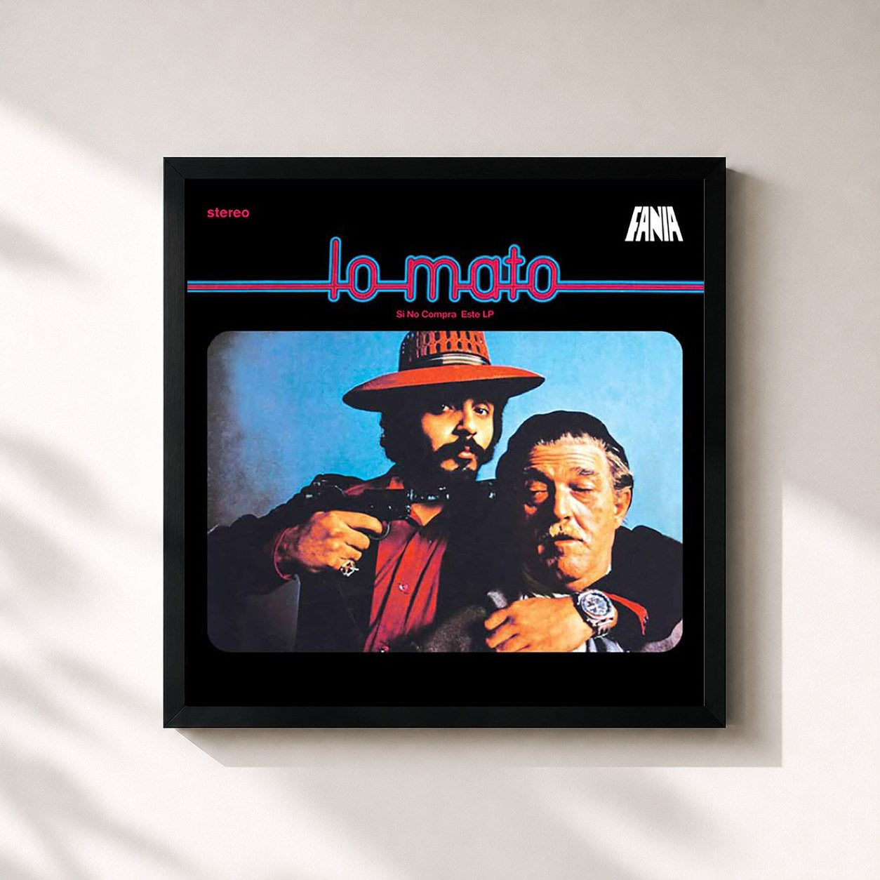 #noir Tableau carré de l'album Lo Mato de Willie Colón, cadre noir 32x32 cm
