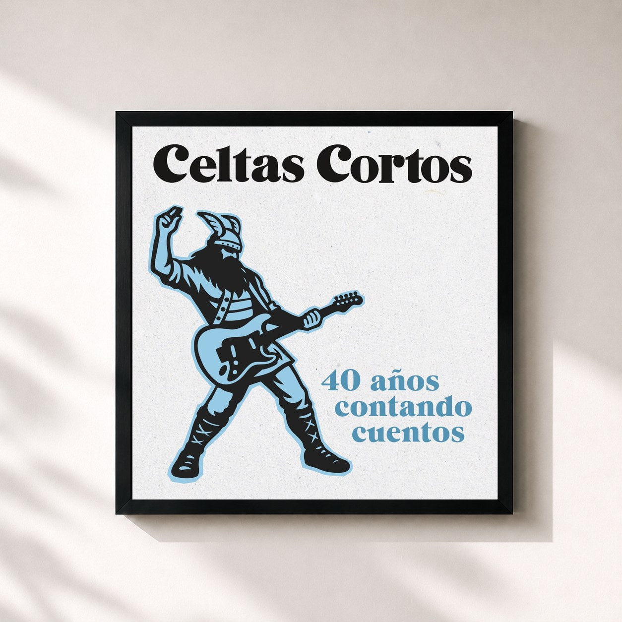 #noir Tableau carré de l'album 40 años contando cuentos de Celtas Cortos, cadre noir 32x32 cm