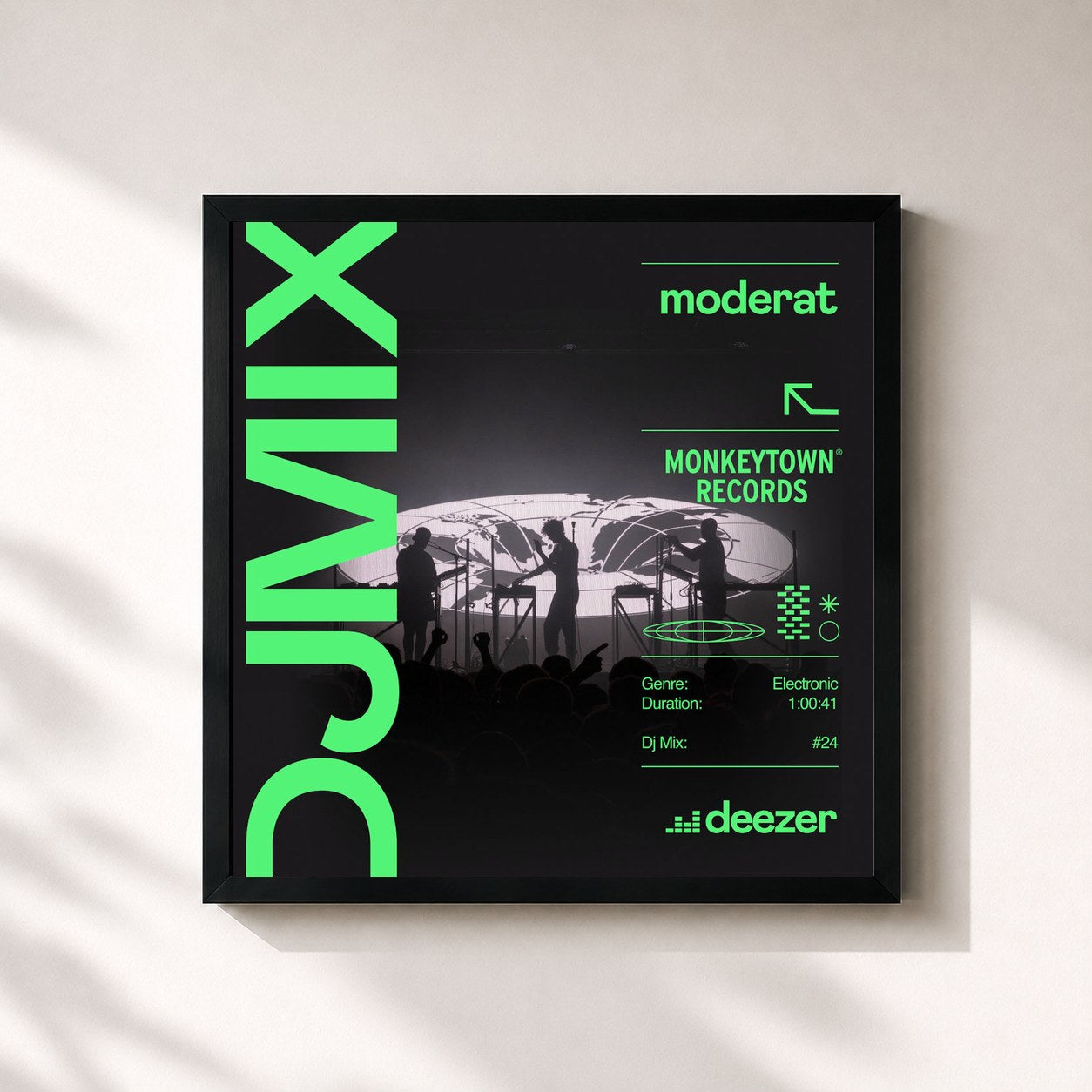 #noir Tableau carré de l'album DJ Mix: Moderat de Moderat, cadre noir 32x32 cm