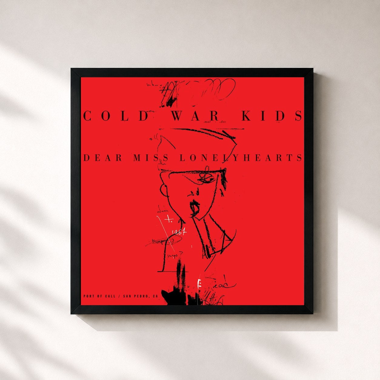 #noir Tableau carré de l'album Dear Miss Lonelyhearts de Cold War Kids, cadre noir 32x32 cm