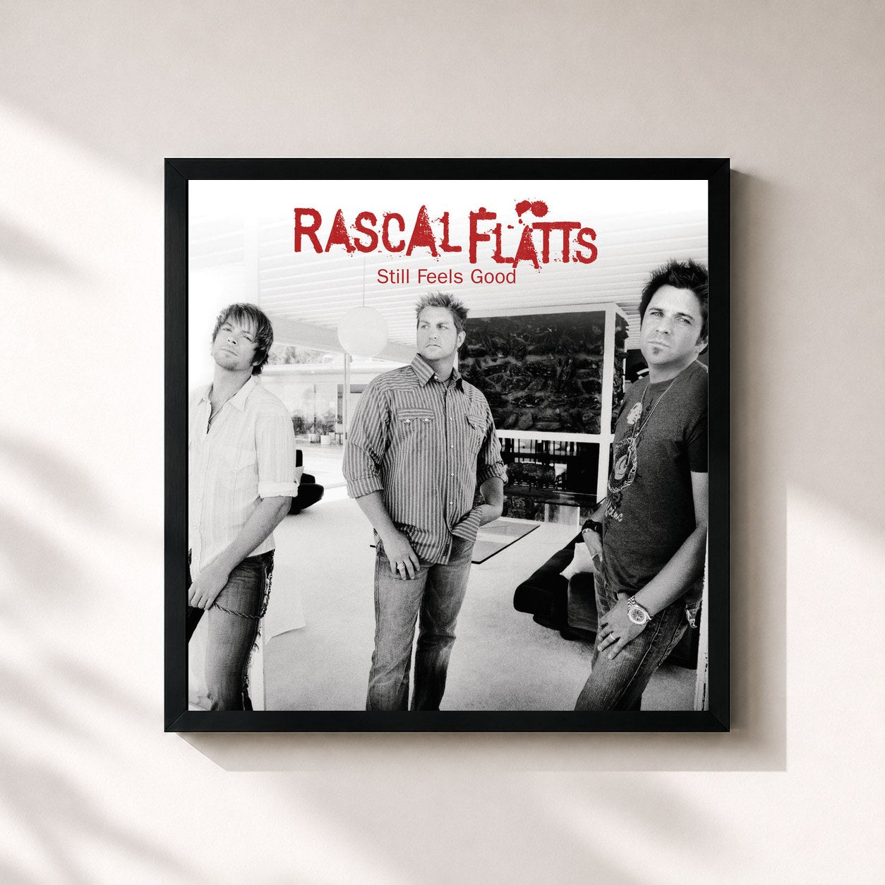 #noir Tableau carré de l'album Still Feels Good de Rascal Flatts, cadre noir 32x32 cm