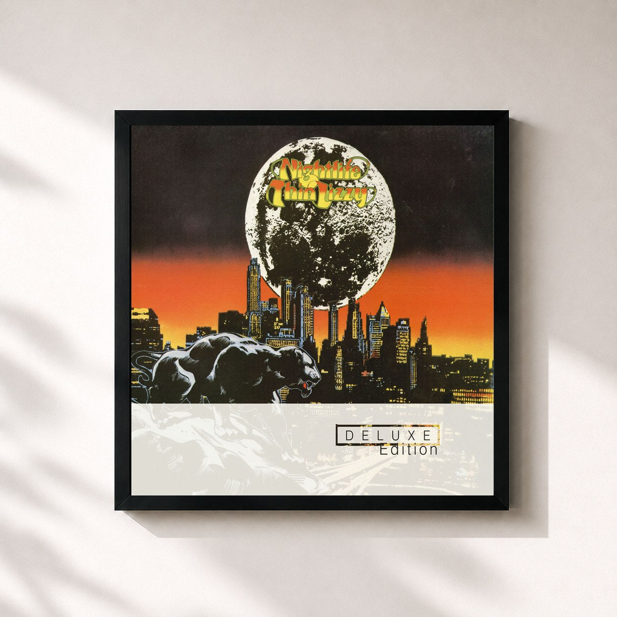 #noir Tableau carré de l'album Nightlife (Deluxe Edition) de Thin Lizzy, cadre noir 32x32 cm