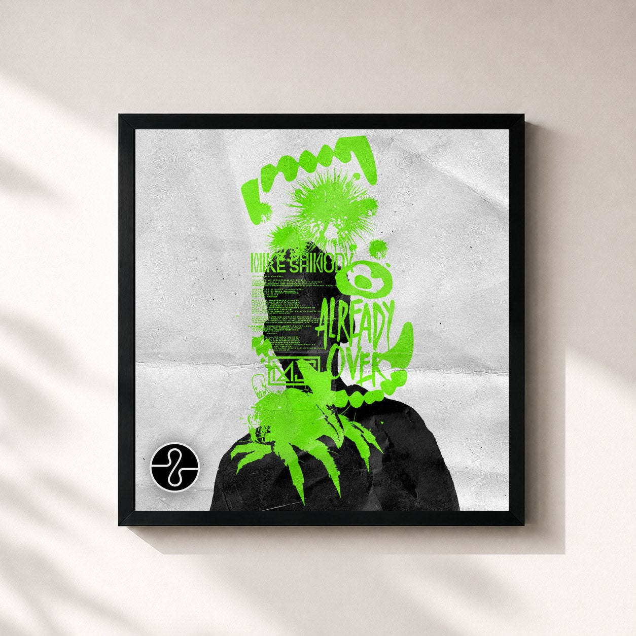 #noir Tableau carré de l'album Already Over / In My Head (Endel Gaming Soundscape) de Mike Shinoda, cadre noir 32x32 cm