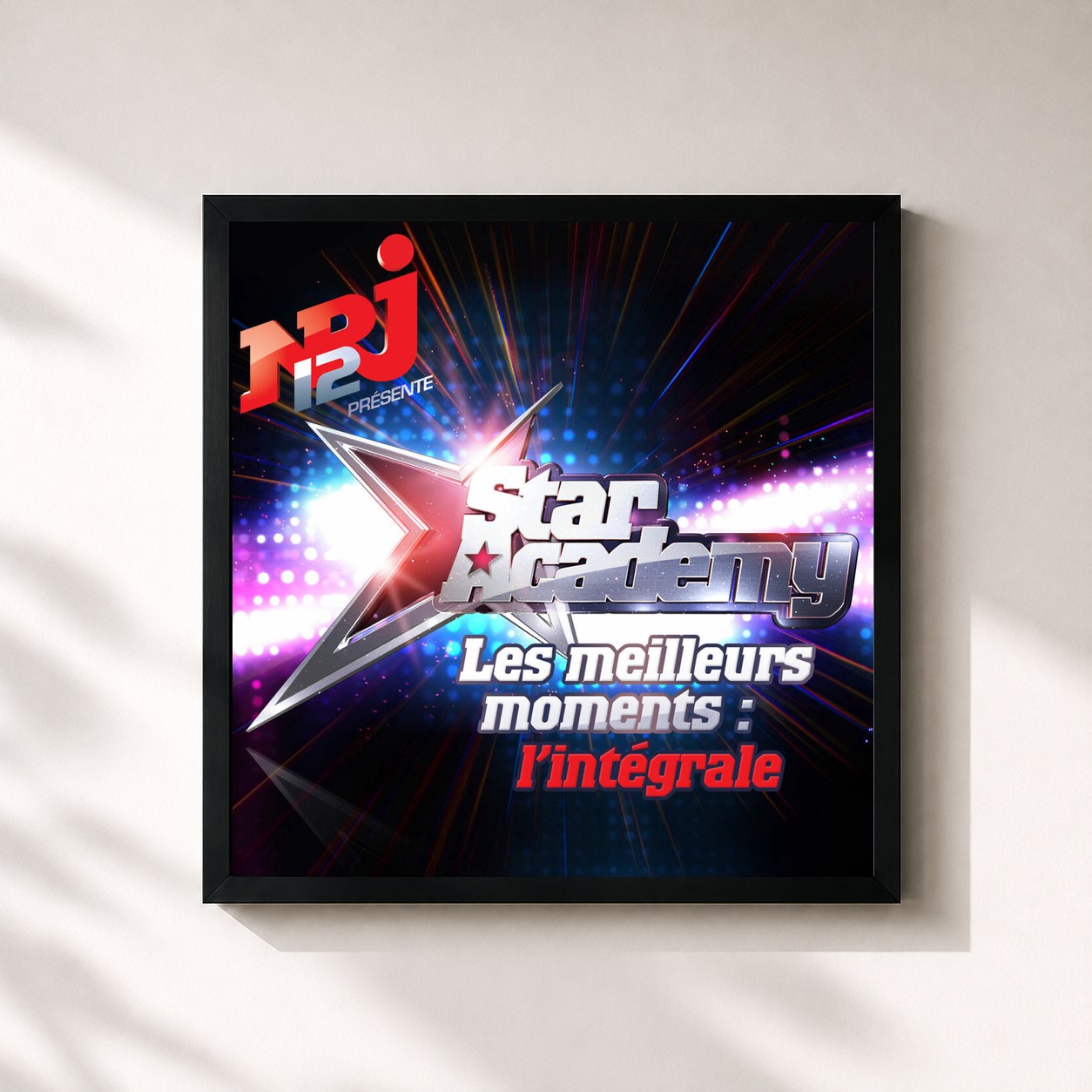 #noir Tableau carré de l'album Les Meilleurs Moments – L’Intégrale de Star Academy, cadre noir 32x32 cm