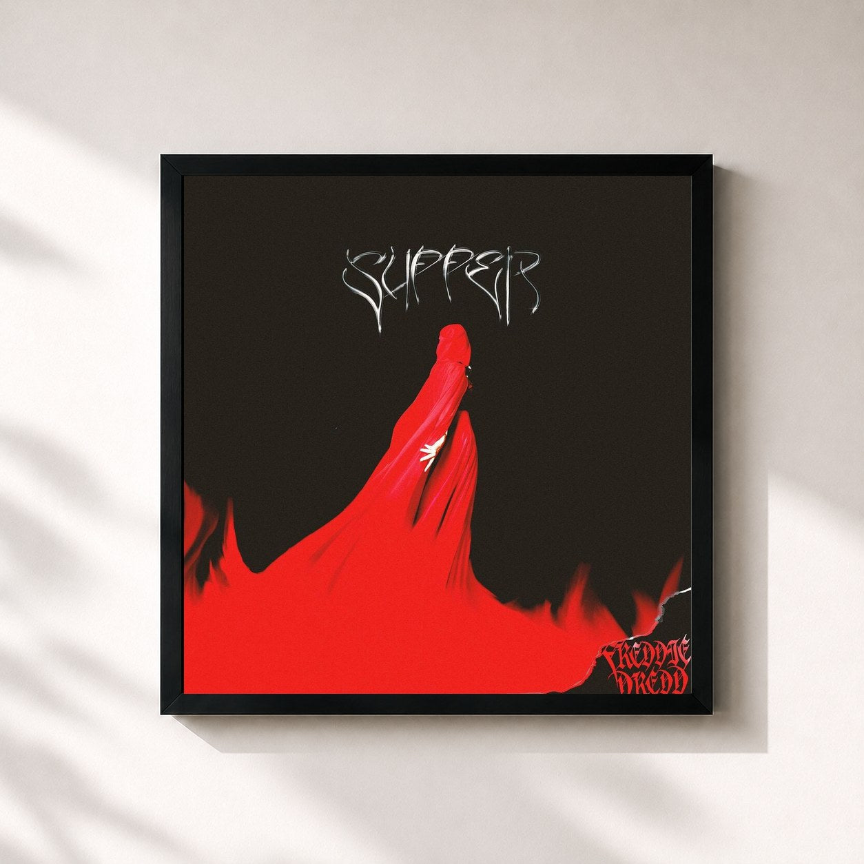 #noir Tableau carré de l'album Suffer de Freddie Dredd, cadre noir 32x32 cm
