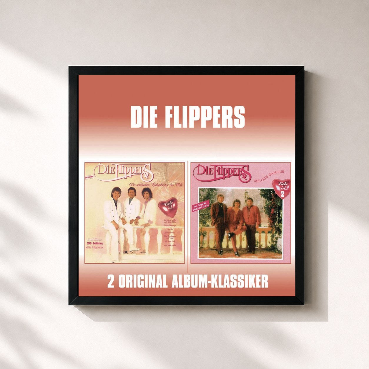 #noir Tableau carré de l'album Die Flippers - 2 in 1 (Liebe ist...Vol.1/Liebe ist...Vol. 2) de Die Flippers, cadre noir 32x32 cm
