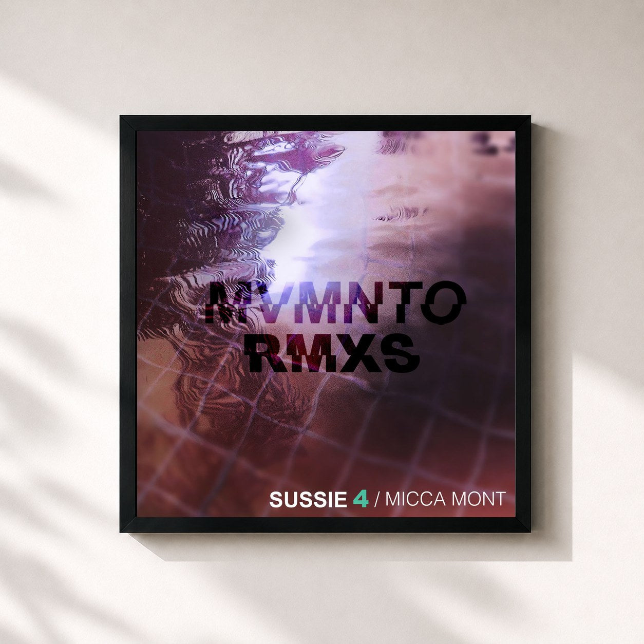 #noir Tableau carré de l'album Mvmnto Remixes de Sussie 4, cadre noir 32x32 cm