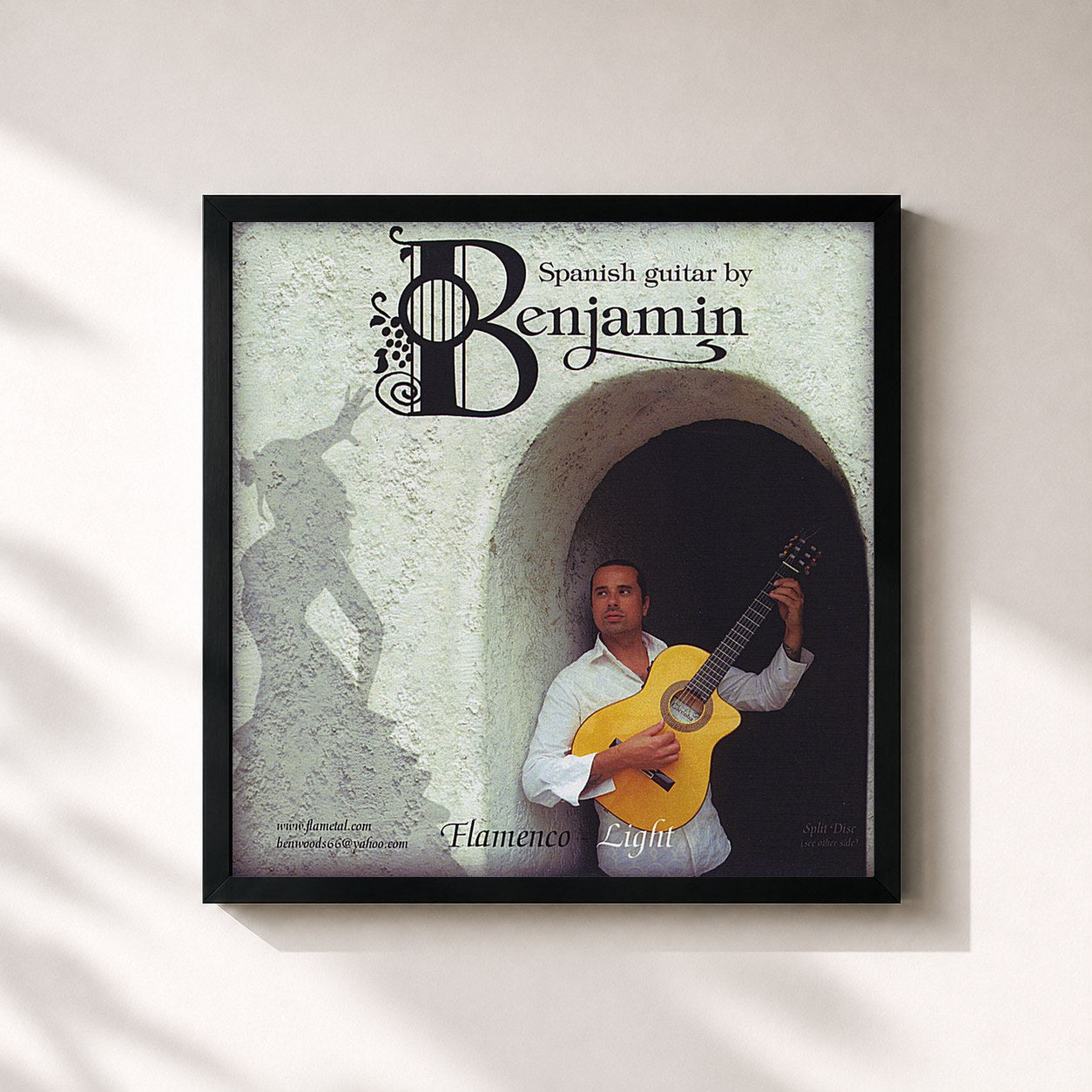 #noir Tableau carré de l'album Flamenco Light-Heavy de Benjamin, cadre noir 32x32 cm