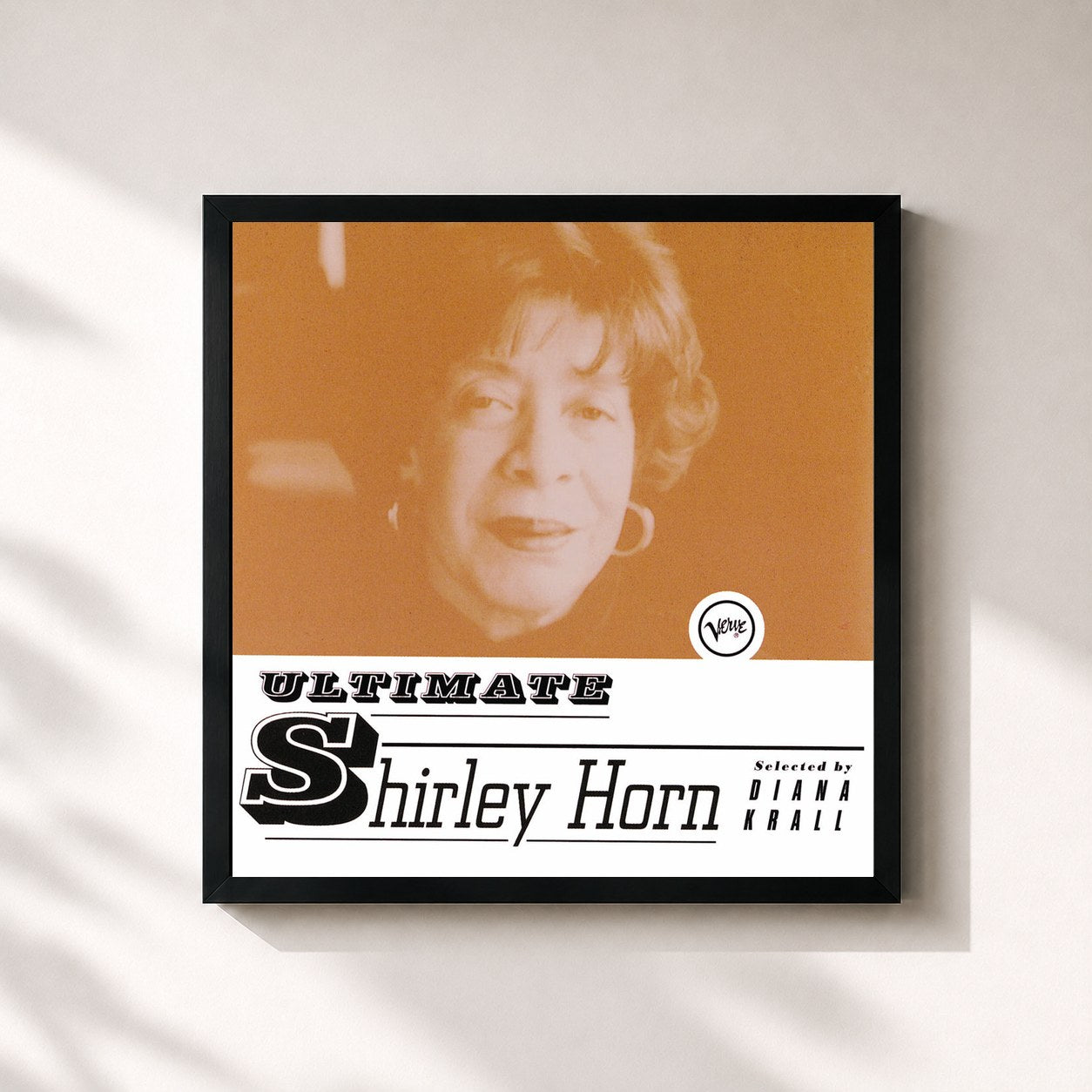 #noir Tableau carré de l'album Ultimate Shirley Horn de Shirley Horn, cadre noir 32x32 cm