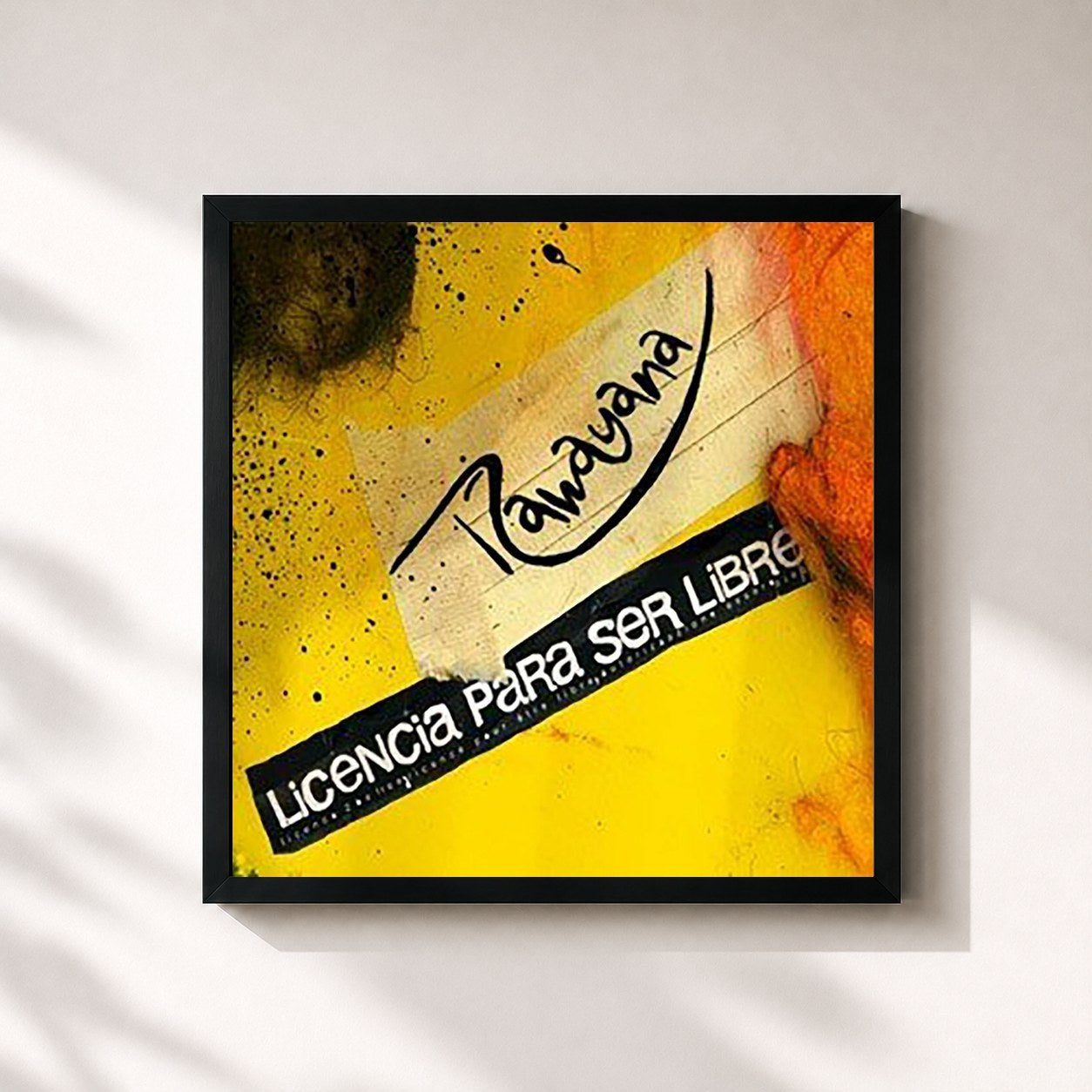 #noir Tableau carré de l'album Licencia Para Ser Libre de Rawayana, cadre noir 32x32 cm