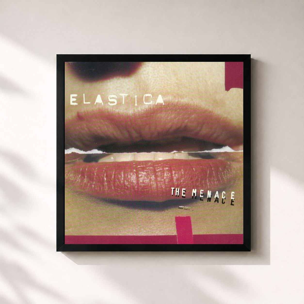 #noir Tableau carré de l'album The Menace de Elastica, cadre noir 32x32 cm
