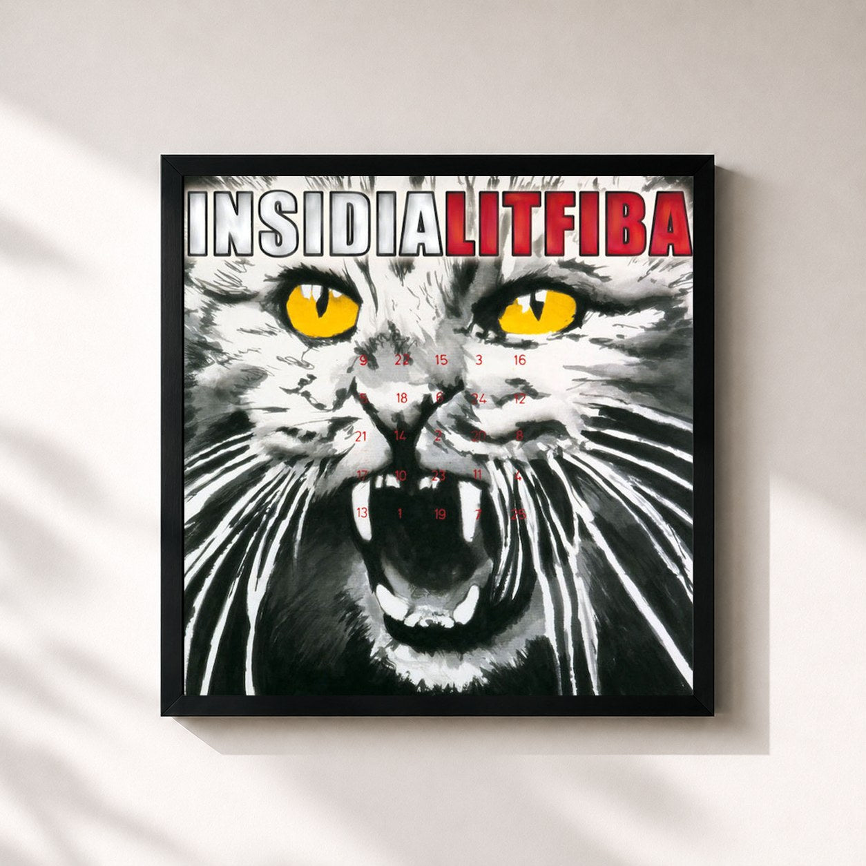 #noir Tableau carré de l'album Insidia (Remastered 2024) de Litfiba, cadre noir 32x32 cm