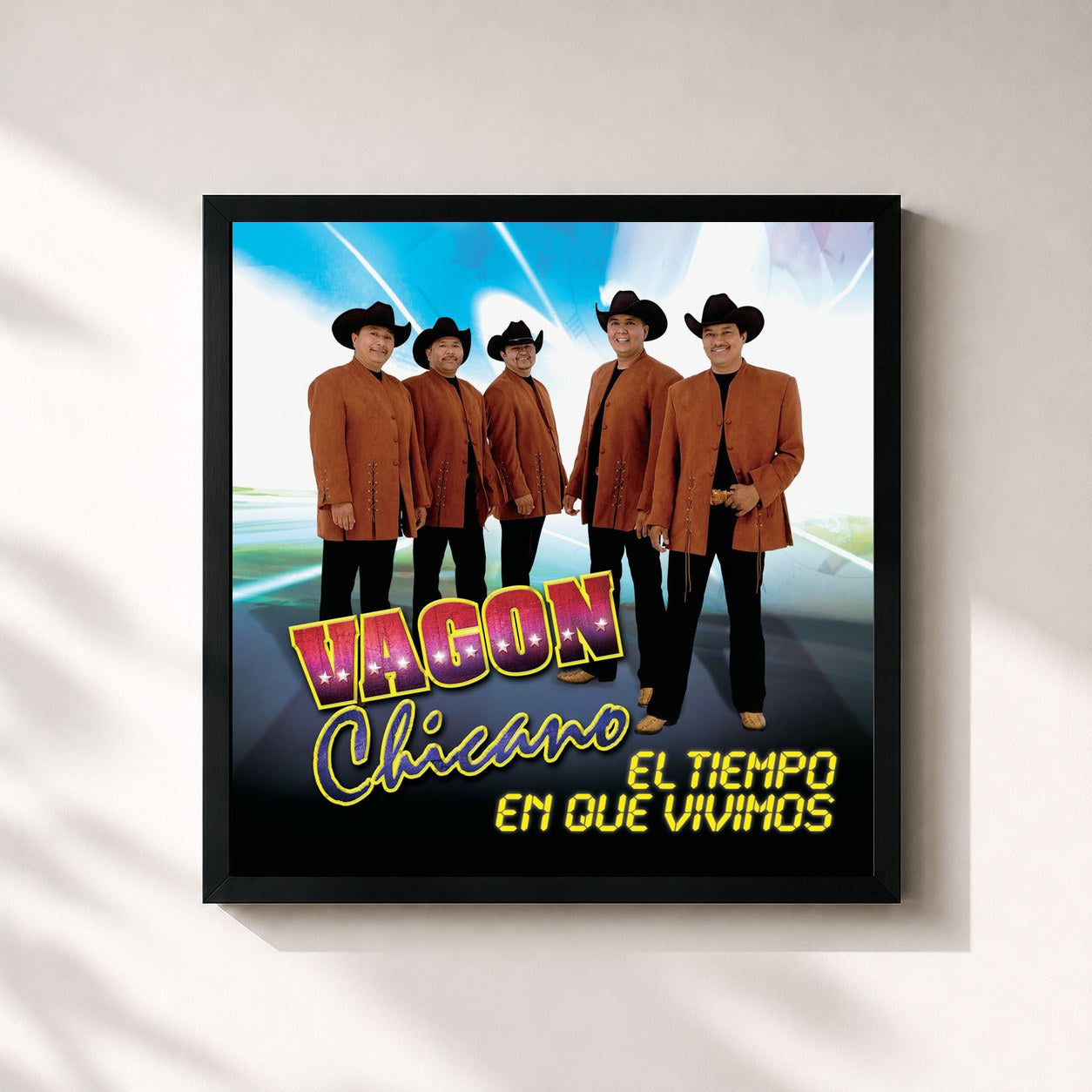 #noir Tableau carré de l'album El Tiempo En Que Vivimos de Vagon Chicano, cadre noir 32x32 cm
